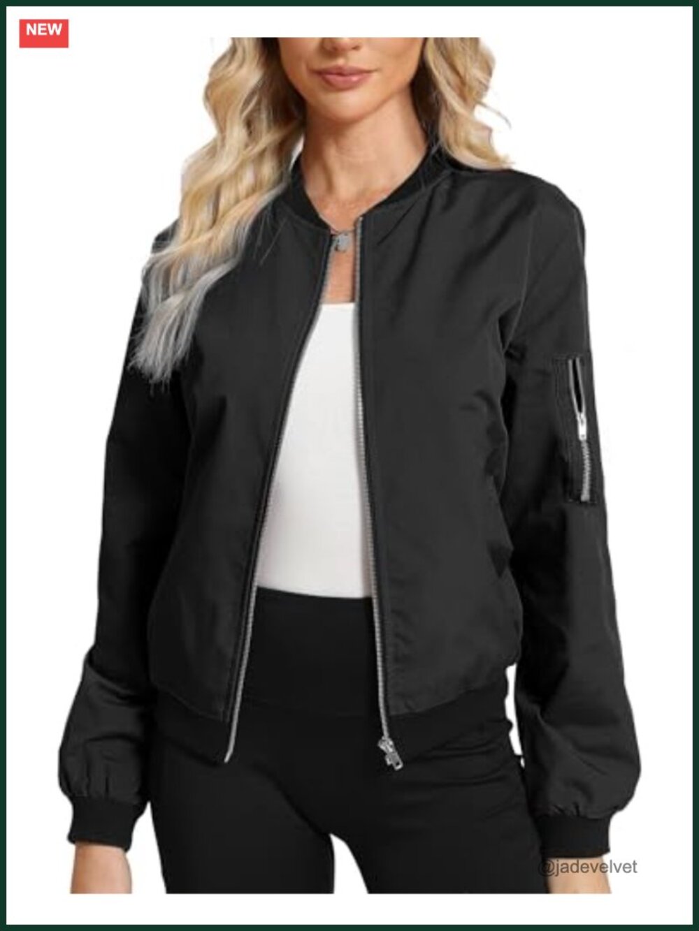 Women's Lightweight Bomber Jacket Windproof Water-Resistant Casual Windbreaker